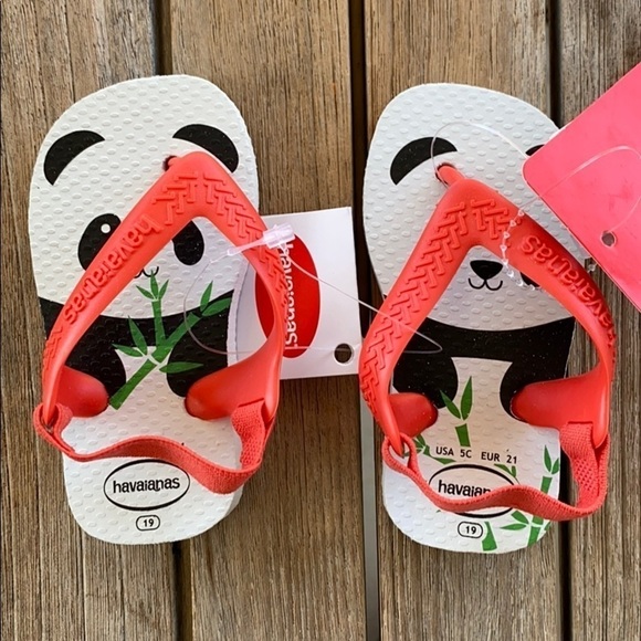 Havaianas Panda Bear Flip Flops-Baby Size 5 - Picture 1 of 5